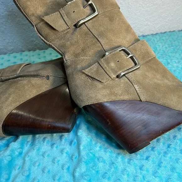 Frye Cece buckle wedge suede leather boots - Picture 7 of 11